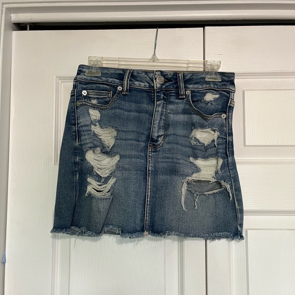 American Eagle Ripped Jean Skirt